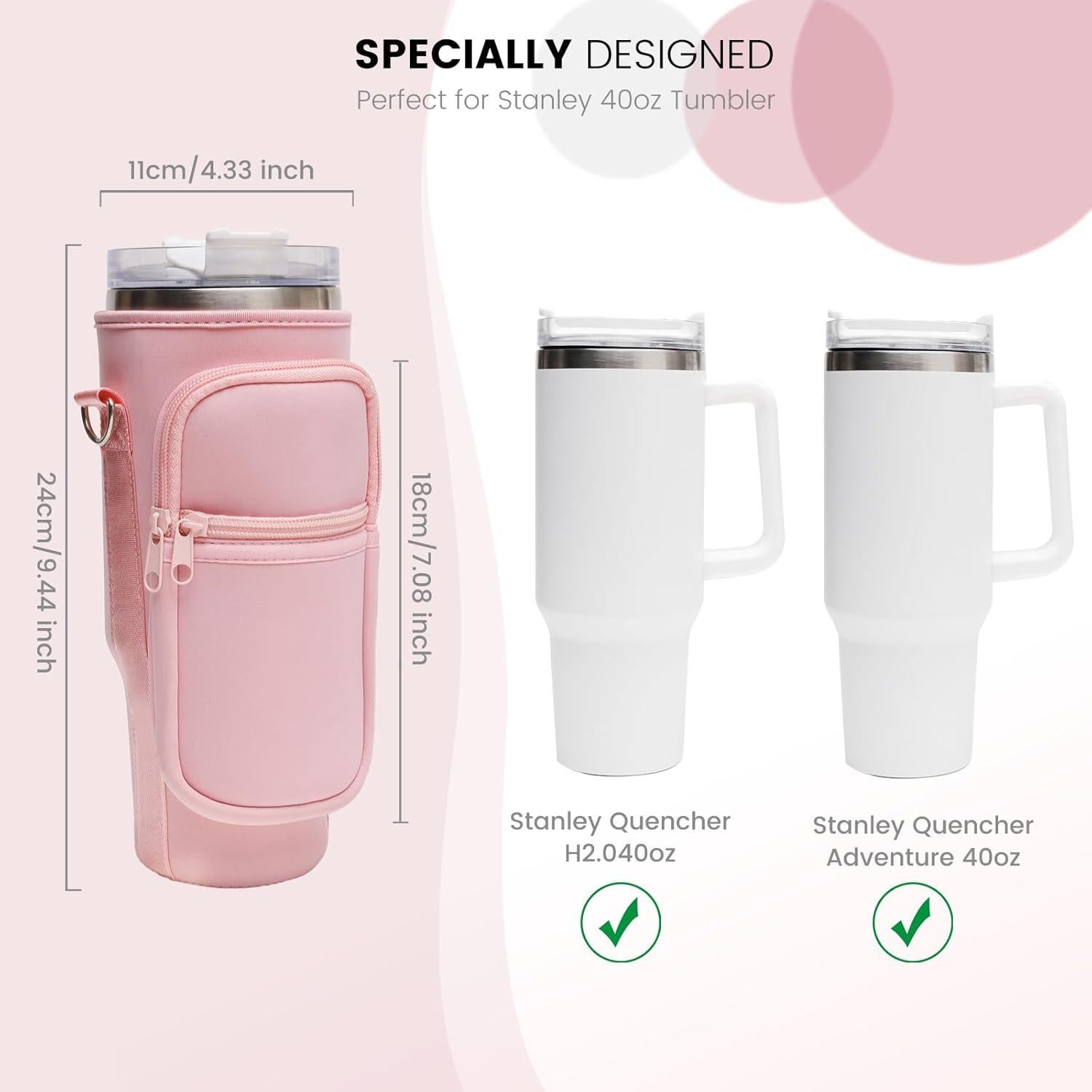 Bolsa Portavasos DCLMALL para Taza Stanley 40 oz Rosa