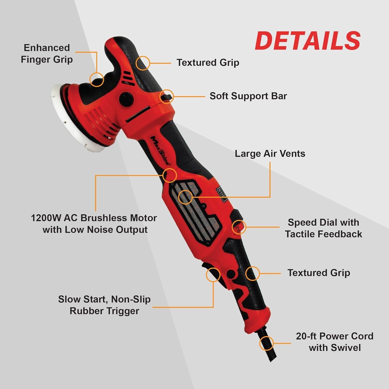 Pulidora de Acción Dual Maxshine MB15 Pro 1200W 5"