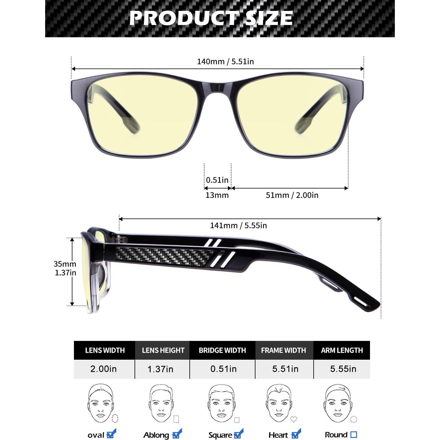 Gafas de Luz Azul ANYLUV 155 - Protección Ocular para Juegos