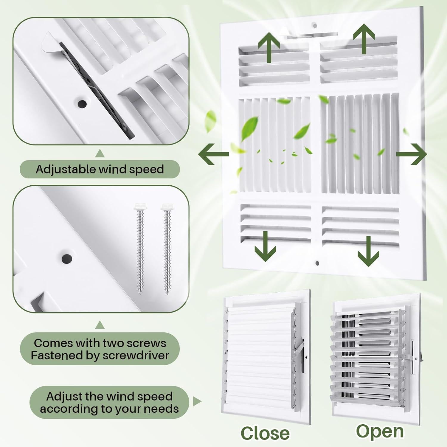Cubiertas de Ventilación VIHOSE 25.4x25.4 cm 4 Vías Blancas
