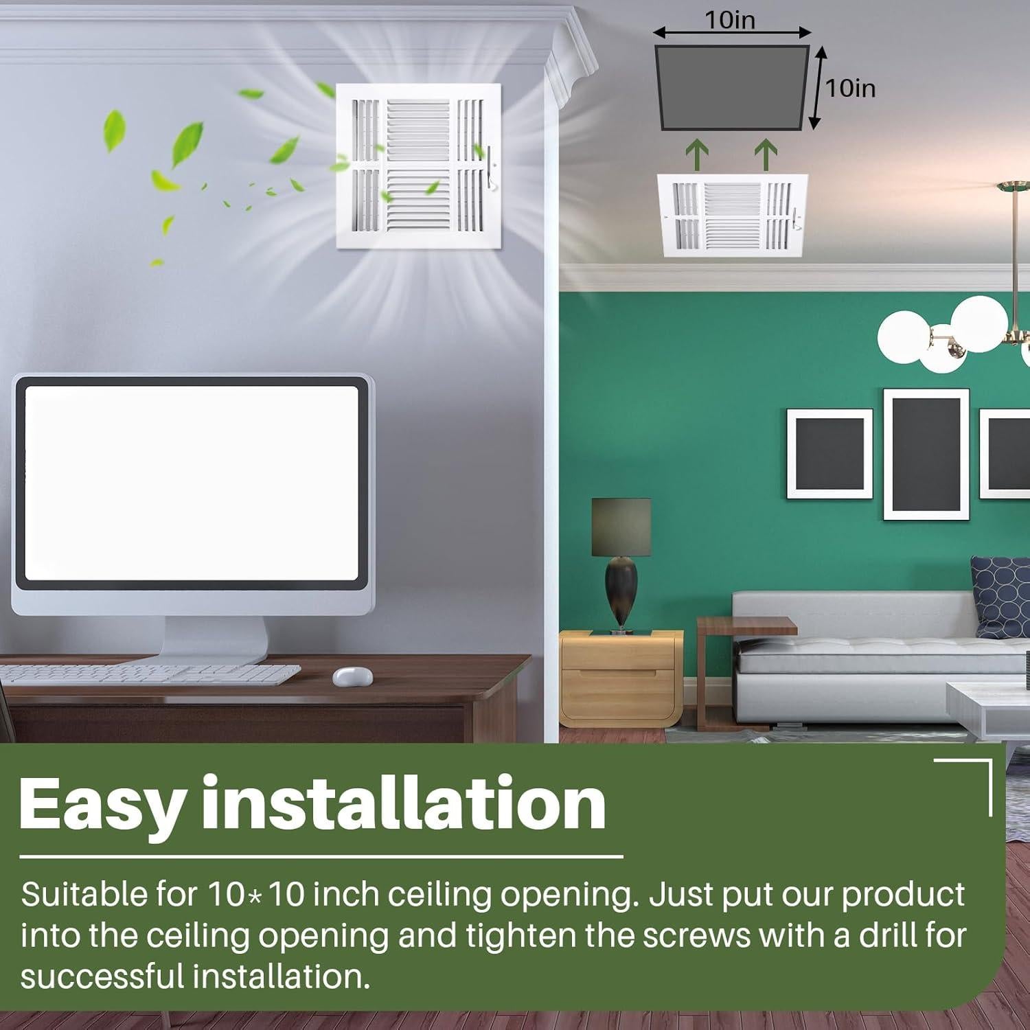 Cubiertas de Ventilación VIHOSE 25.4x25.4 cm 4 Vías Blancas