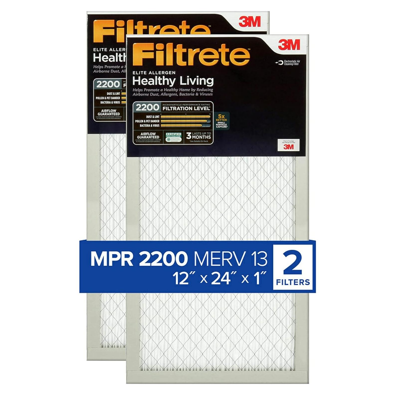 Filtro de Aire Filtrete 30.48x60.96 cm MERV 13 Paquete de 2