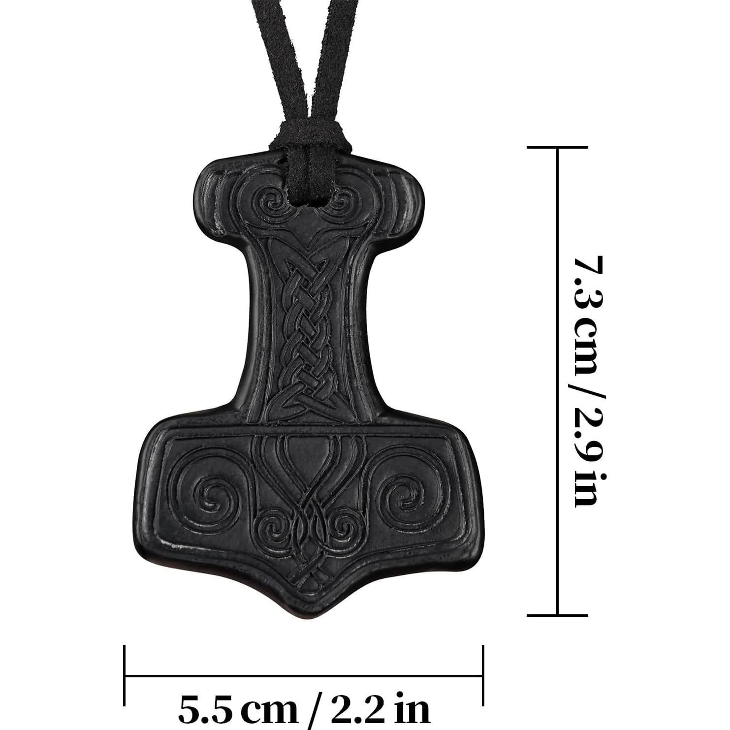 Collar Viking HiiFeuer Martillo de Thor Cuero Sintético Negro