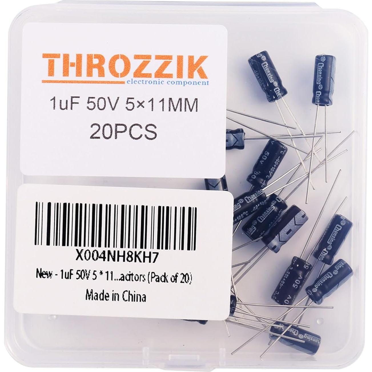 Capacitores Electrolíticos THROZZIK 1uF 50V 5x11mm 20pcs