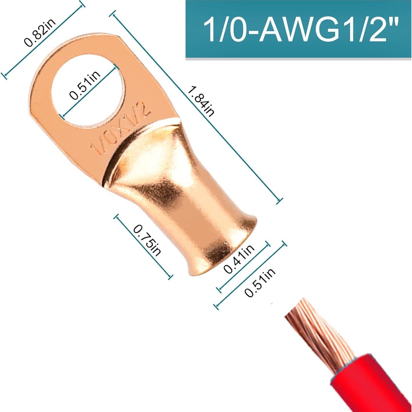Conectores de terminal de batería SDZONGES 1/0 AWG 8 PCS