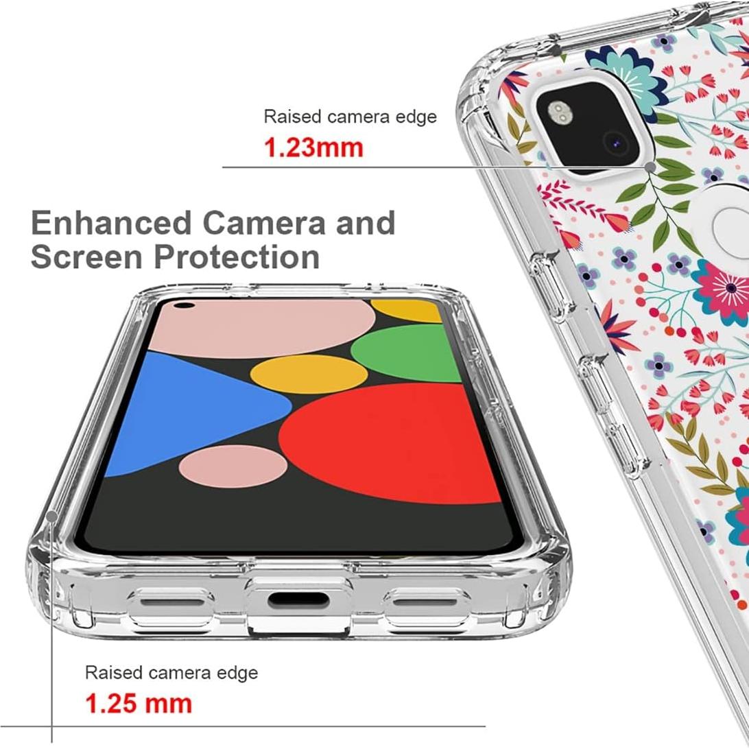 Funda Protectora Floral para Google Pixel 4A con Protector