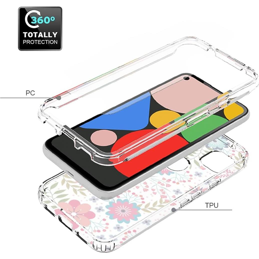 Funda Protectora Floral para Google Pixel 4A con Protector