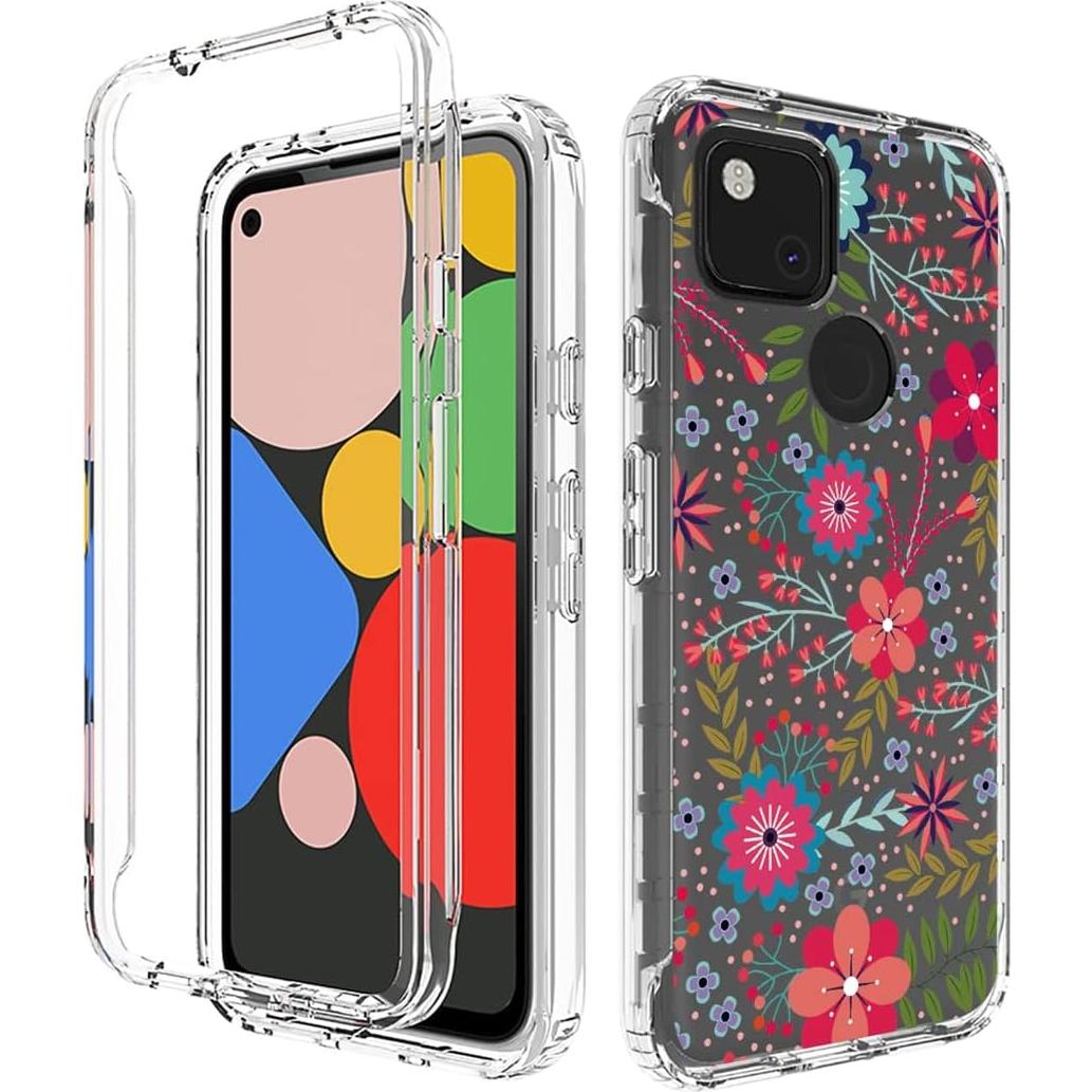 Funda Protectora Floral para Google Pixel 4A con Protector