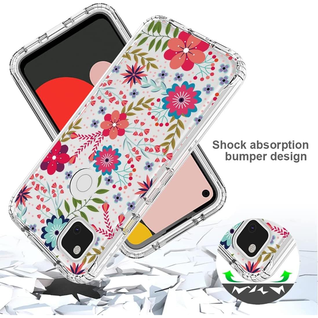 Funda Protectora Floral para Google Pixel 4A con Protector