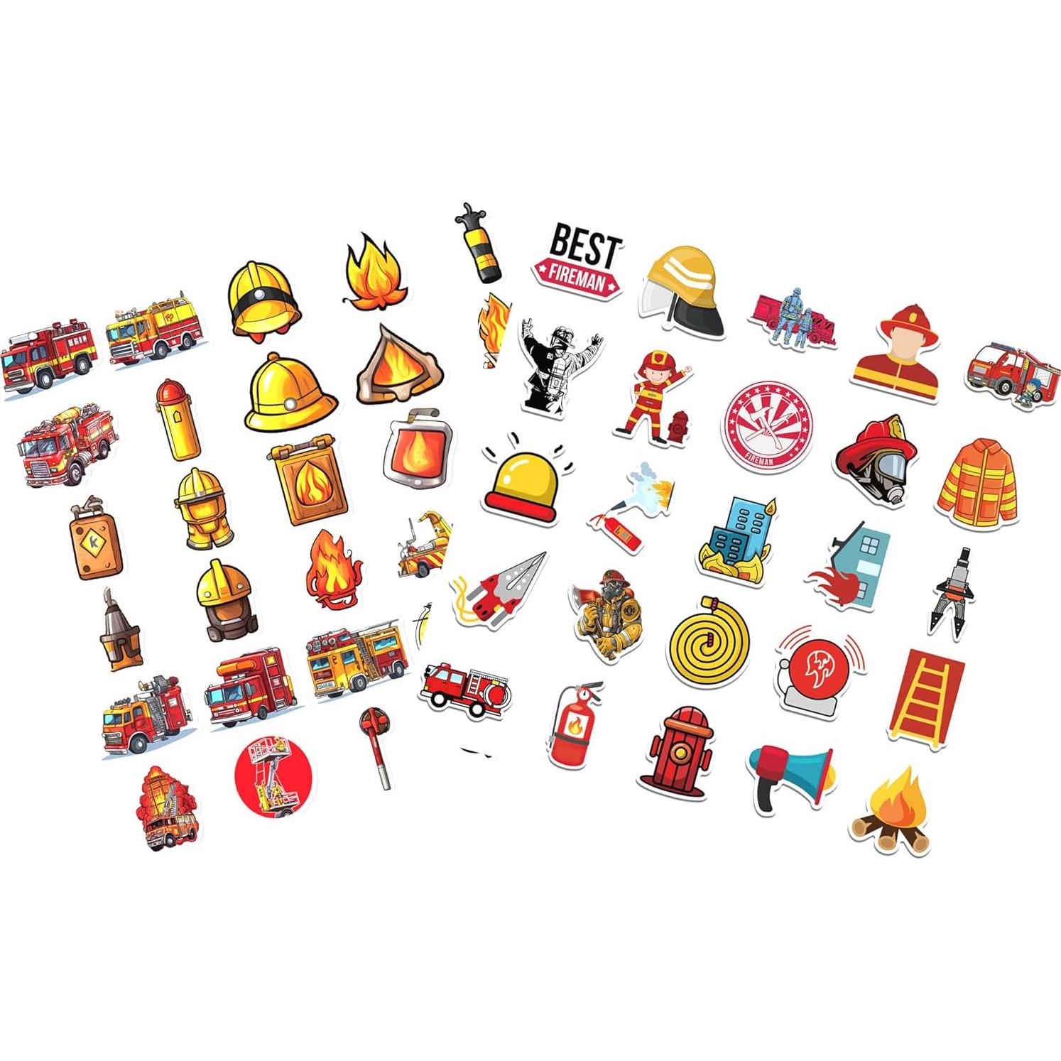 100 Calcomanías de Bombero Fbowlsea - Vinilo Reutilizable