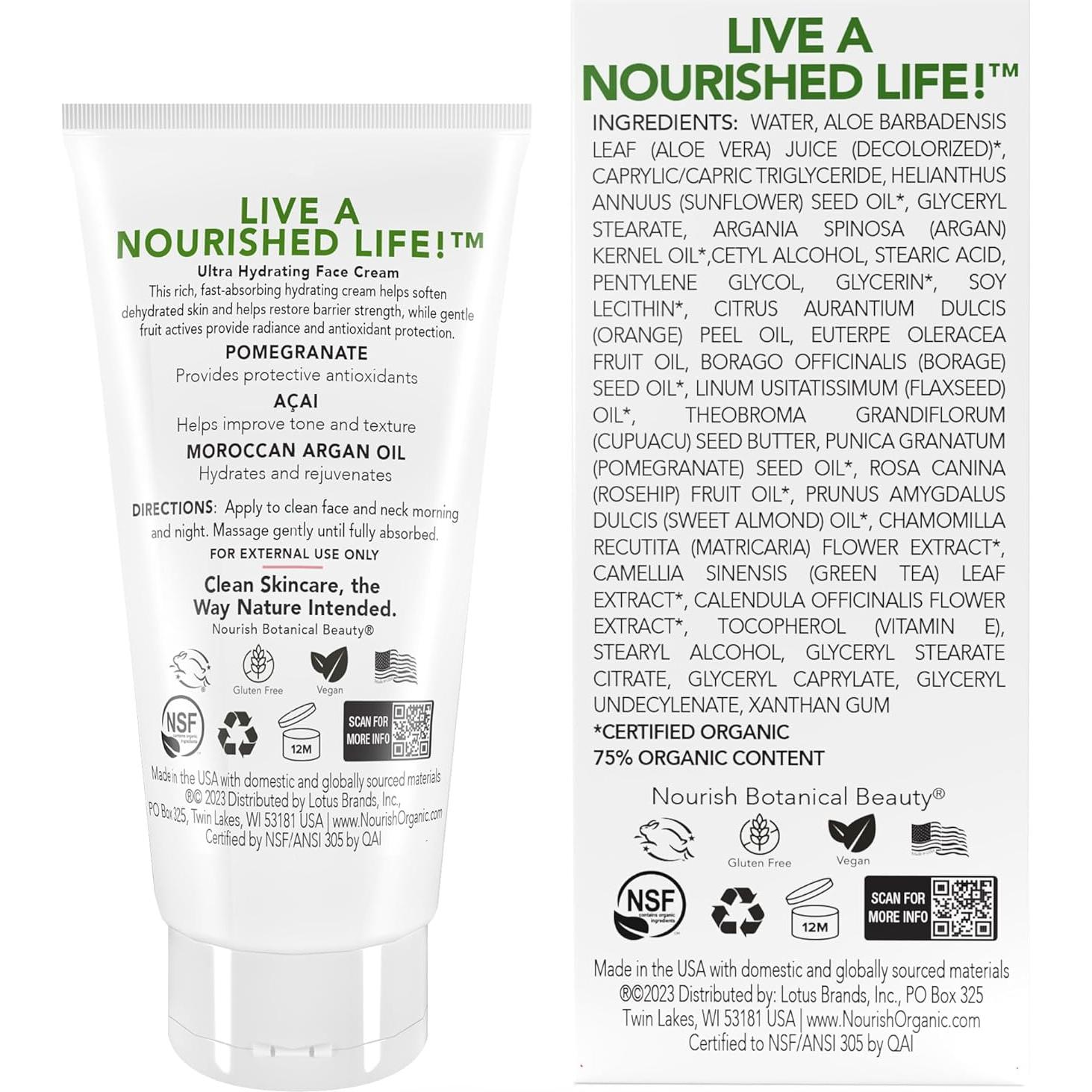 Crema Facial Orgánica Nourish 48.19 ml - Hidratante con Aloe Vera