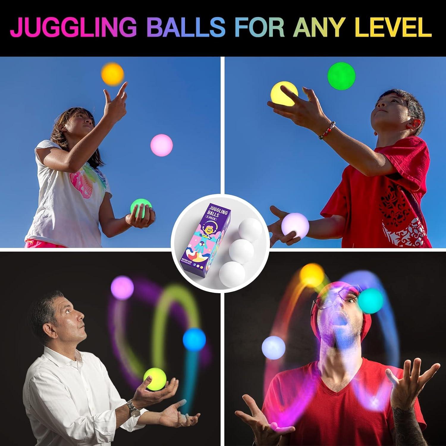 Set de 3 Pelotas de Malabarismo Iluminadas POITOI LED Recargables