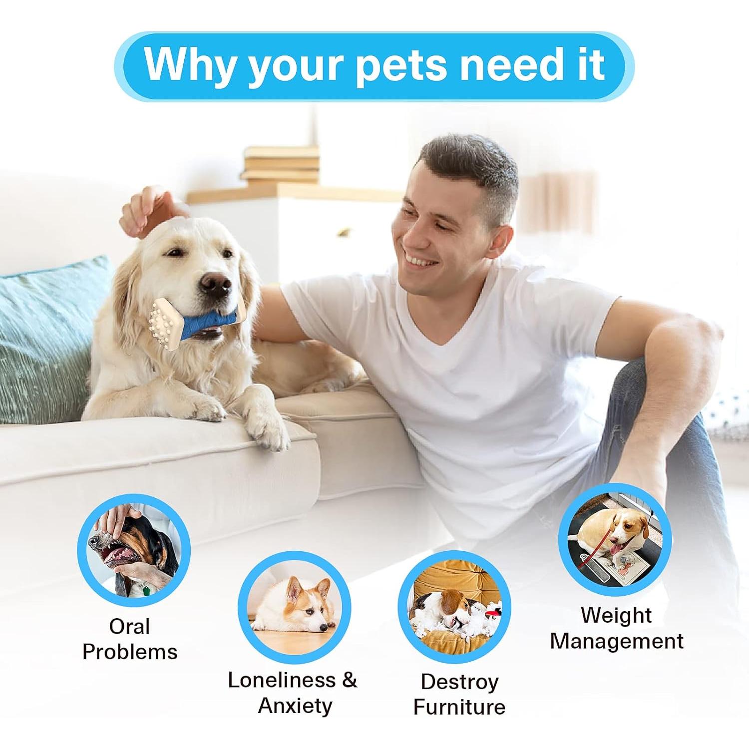 Juguete Indestructible para Perros PcEoTllar - Puzzle de Goma Azul