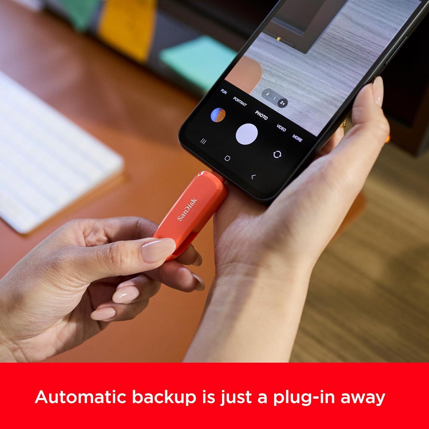 SanDisk 128GB Unidad USB 2-en-1 Tipo-C y Tipo-A