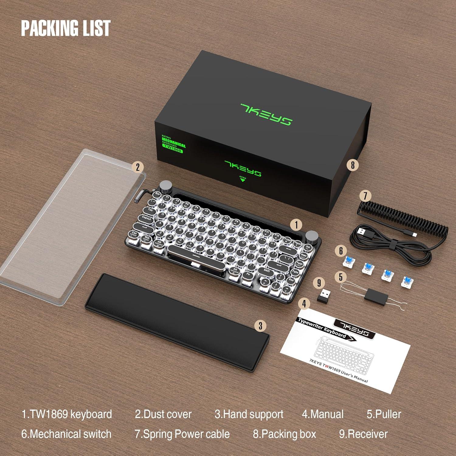 Teclado Inalámbrico 7KEYS TW1867 Pro Retro Bluetooth