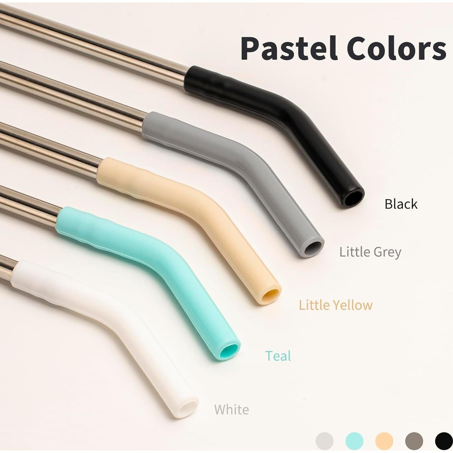 Popotes de Metal Diumepo 20 oz con Punta de Silicona - 5 Piezas