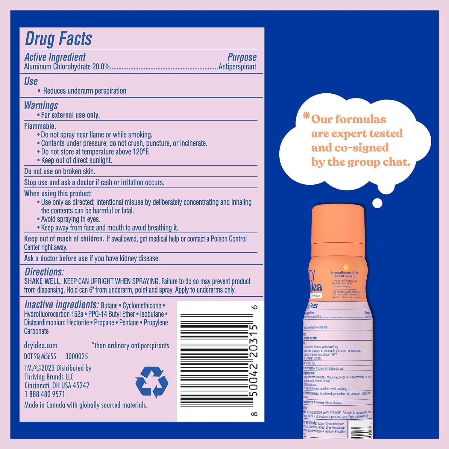 Desodorante Antitranspirante Hipoalergénico Dry Idea 107g x3