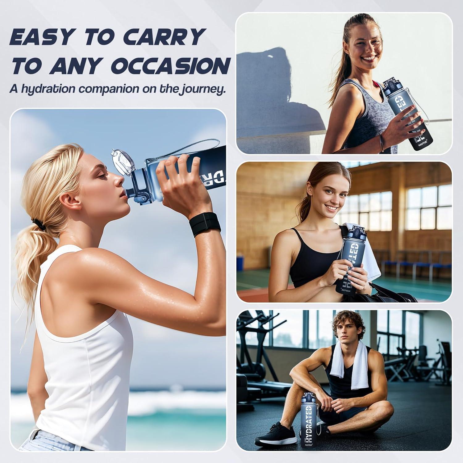 Botella de Agua Reutilizable NAVTUE 500ml Boca Ancha a Prueba de Fugas