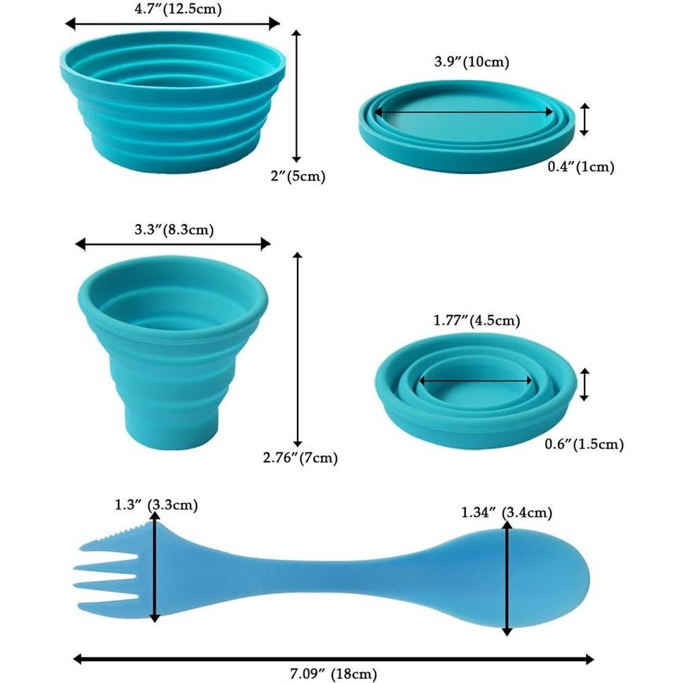 Juego de Tazas y Cuencos Colapsables Ecoart - 3 Piezas