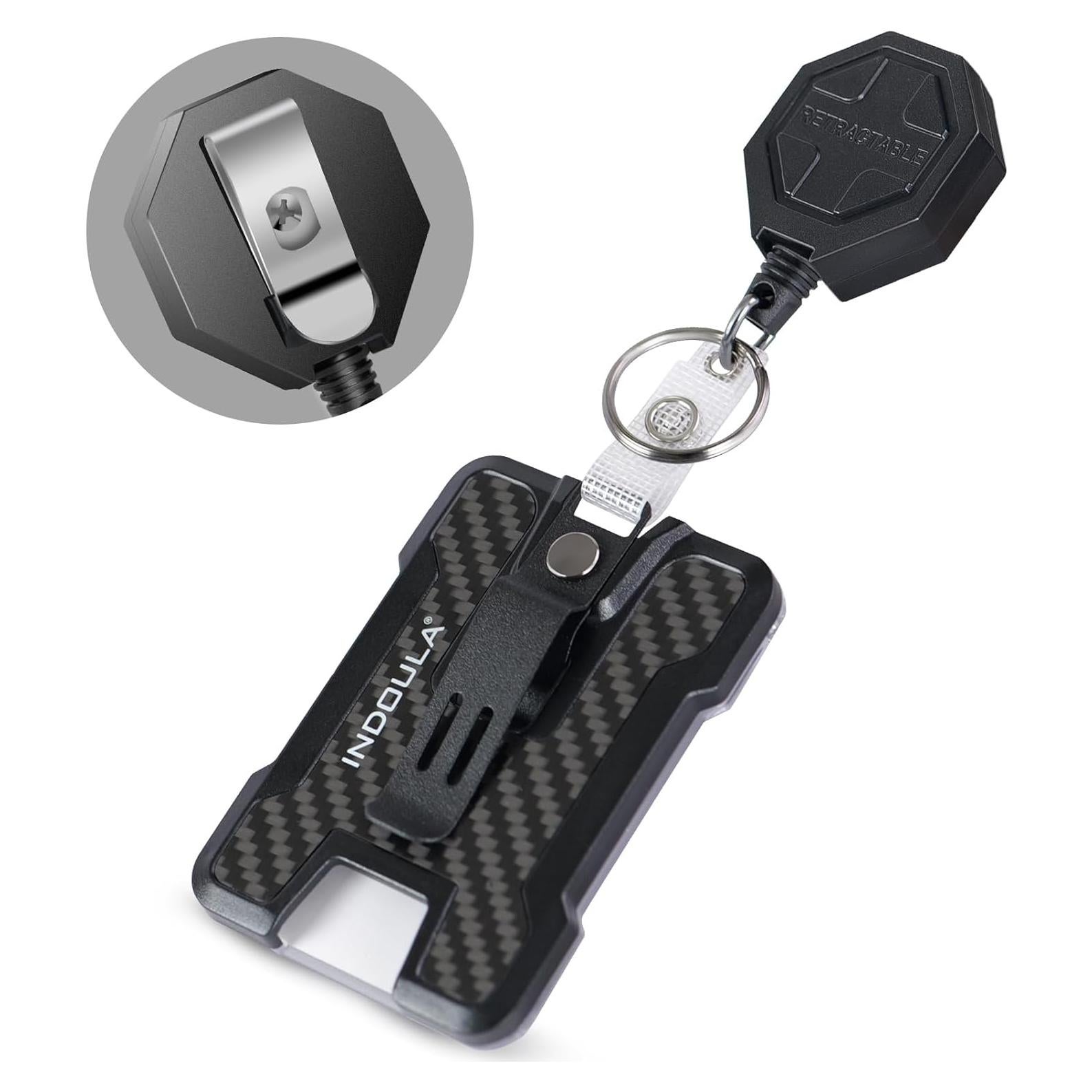 Soporte Retráctil para Insignias Indoula con Clip y 4 Tarjetas