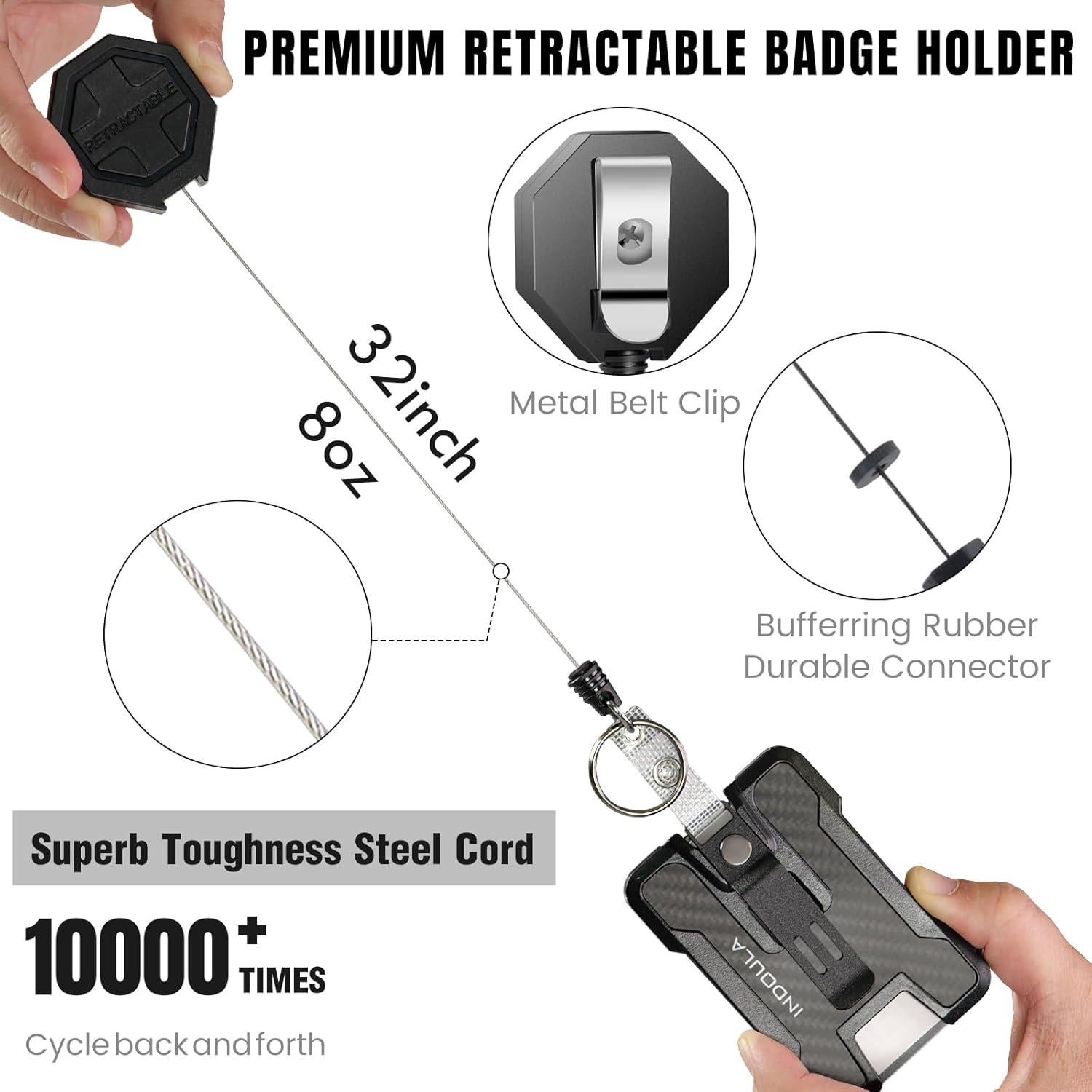 Soporte Retráctil para Insignias Indoula con Clip y 4 Tarjetas