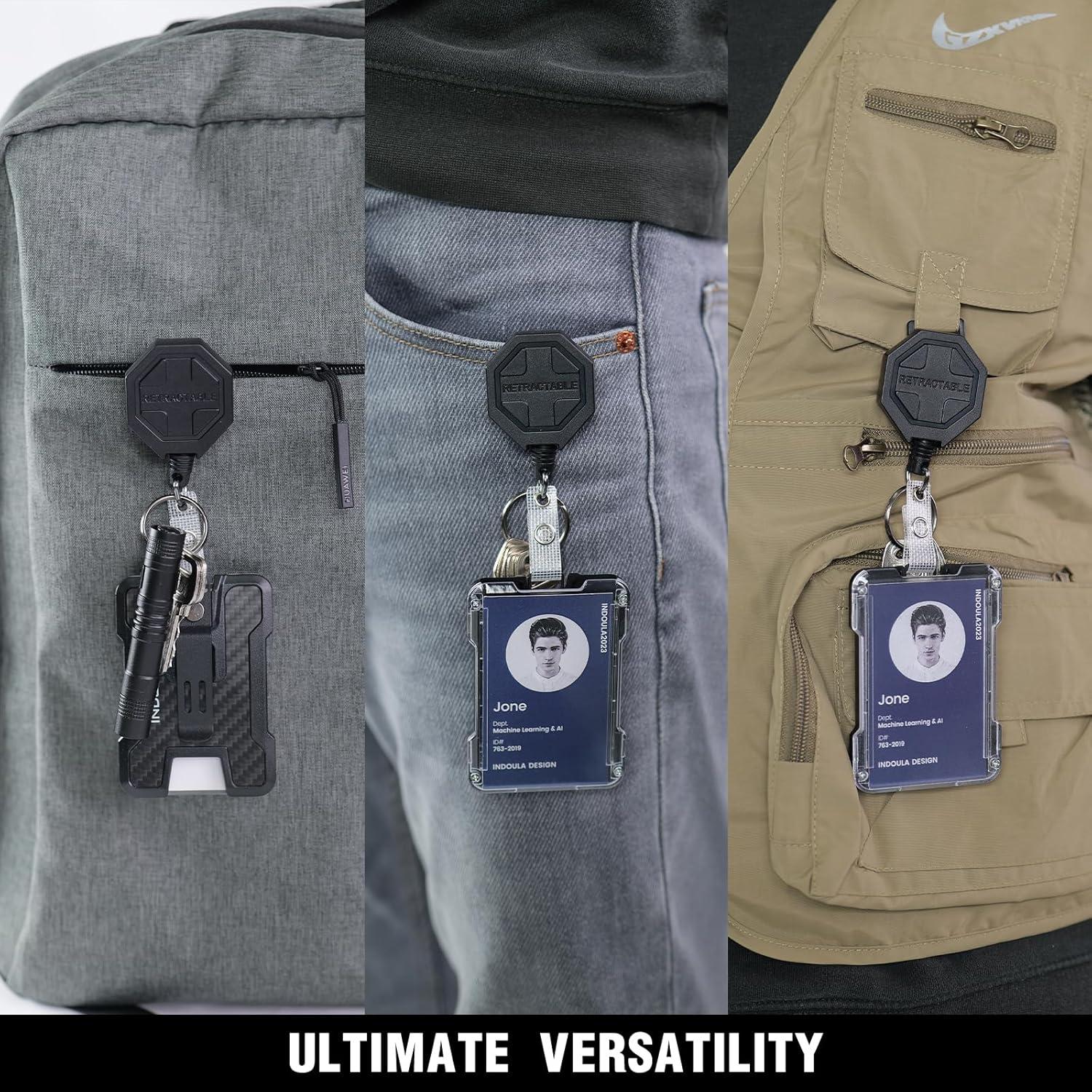 Soporte Retráctil para Insignias Indoula con Clip y 4 Tarjetas