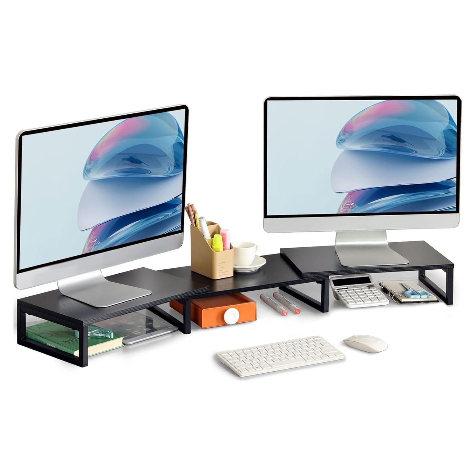 Soporte para Doble Monitor TEAMIX Ajustable 3 Estantes 240 kg