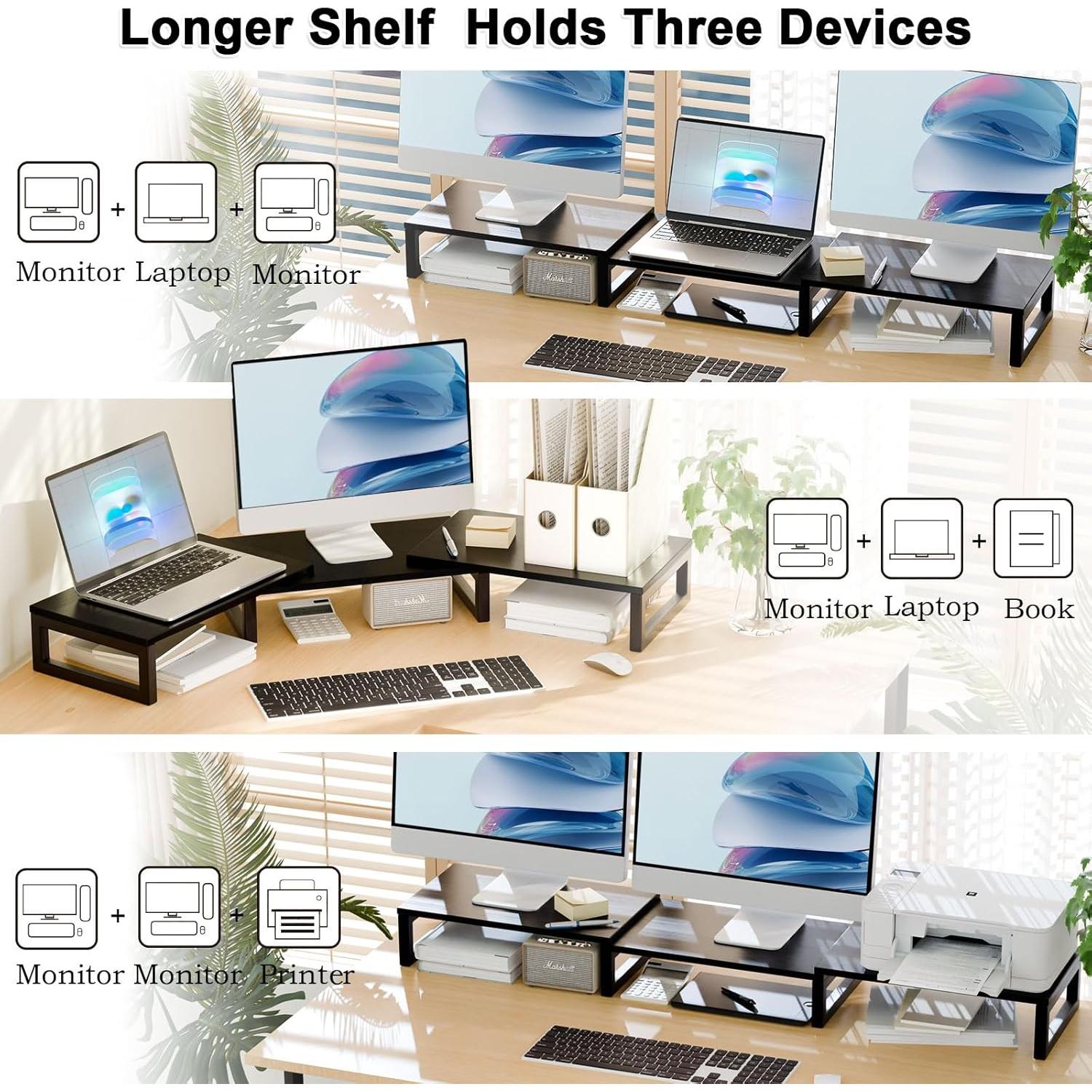 Soporte para Doble Monitor TEAMIX Ajustable 3 Estantes 240 kg