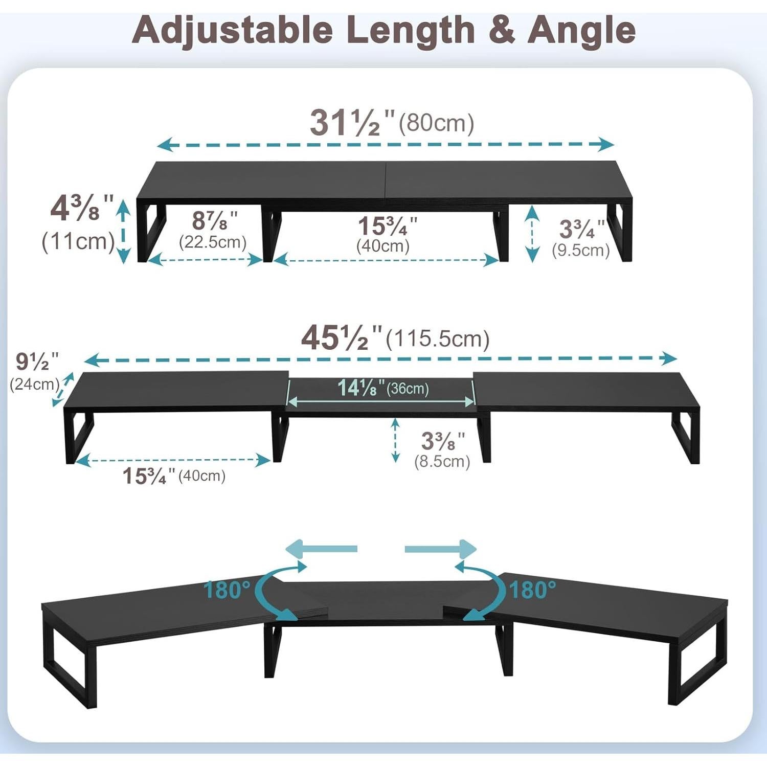 Soporte para Doble Monitor TEAMIX Ajustable 3 Estantes 240 kg