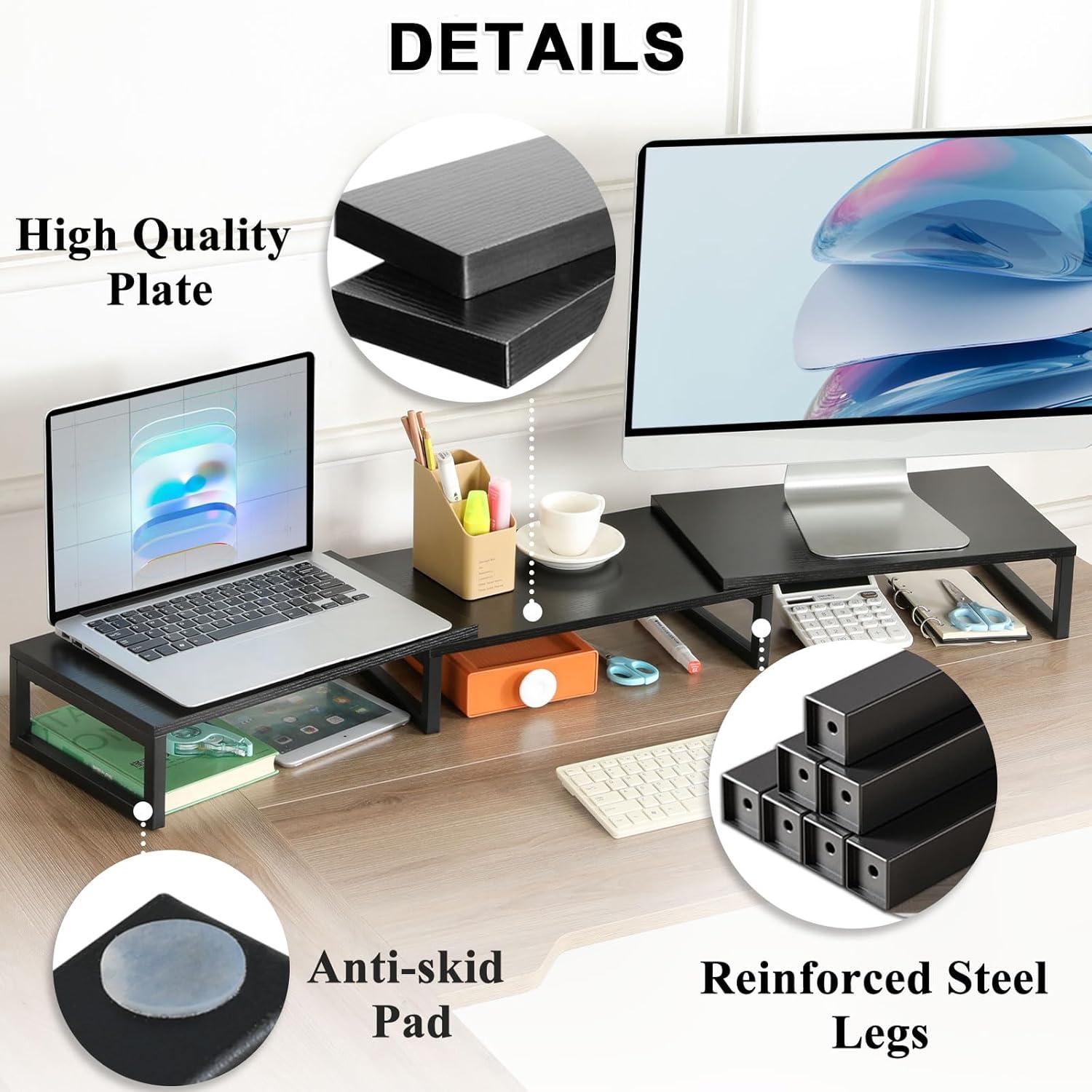 Soporte para Doble Monitor TEAMIX Ajustable 3 Estantes 240 kg