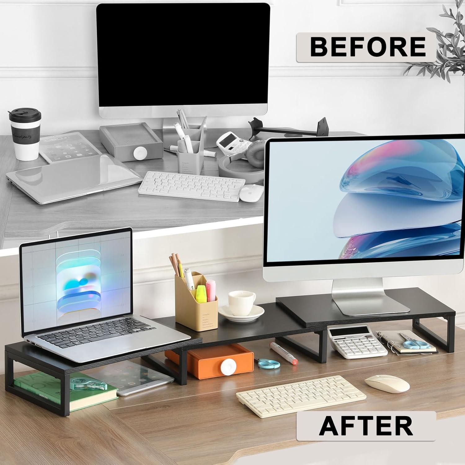 Soporte para Doble Monitor TEAMIX Ajustable 3 Estantes 240 kg