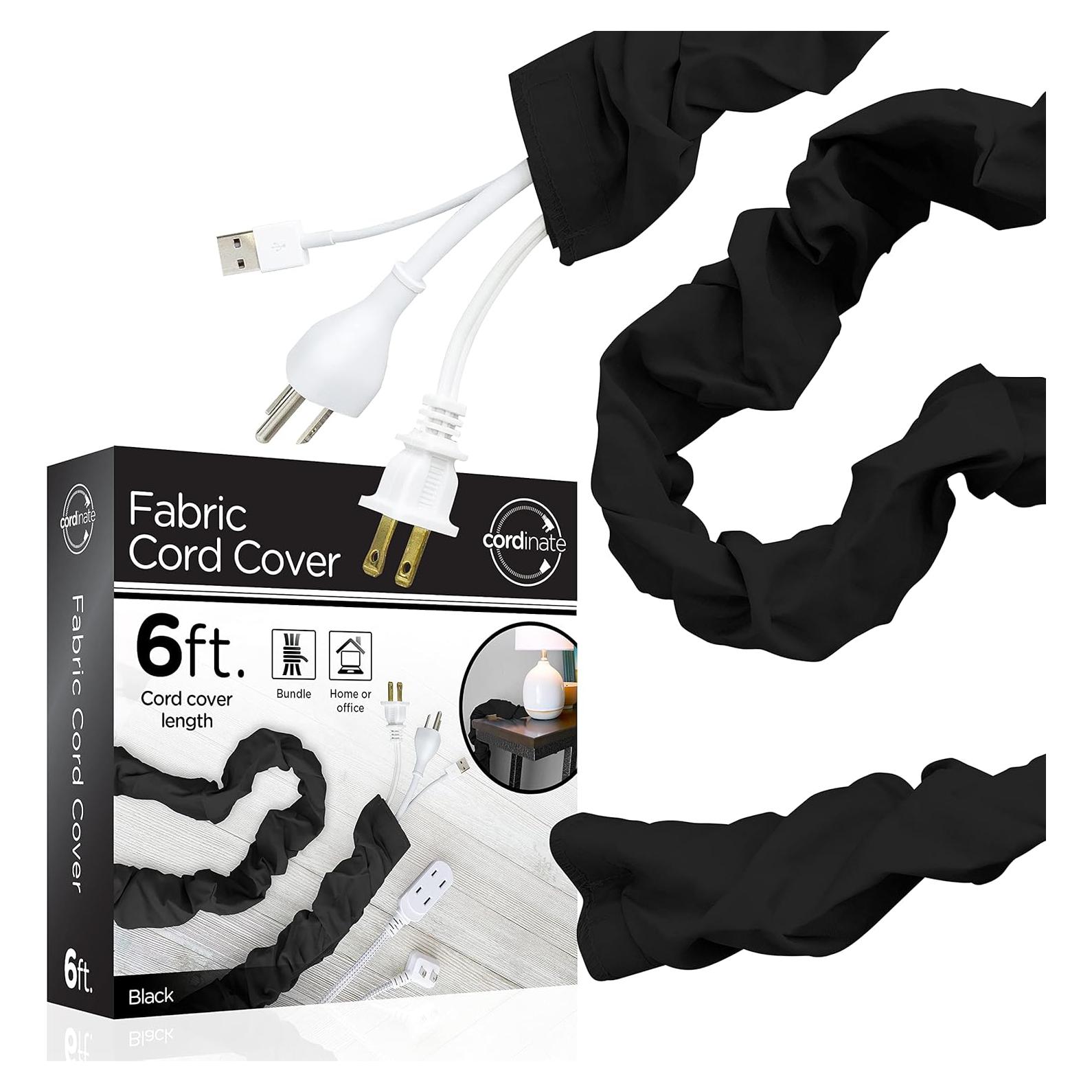 Cubierta de Cable de Tela Negra Cordinate 1.83 m para Lámparas