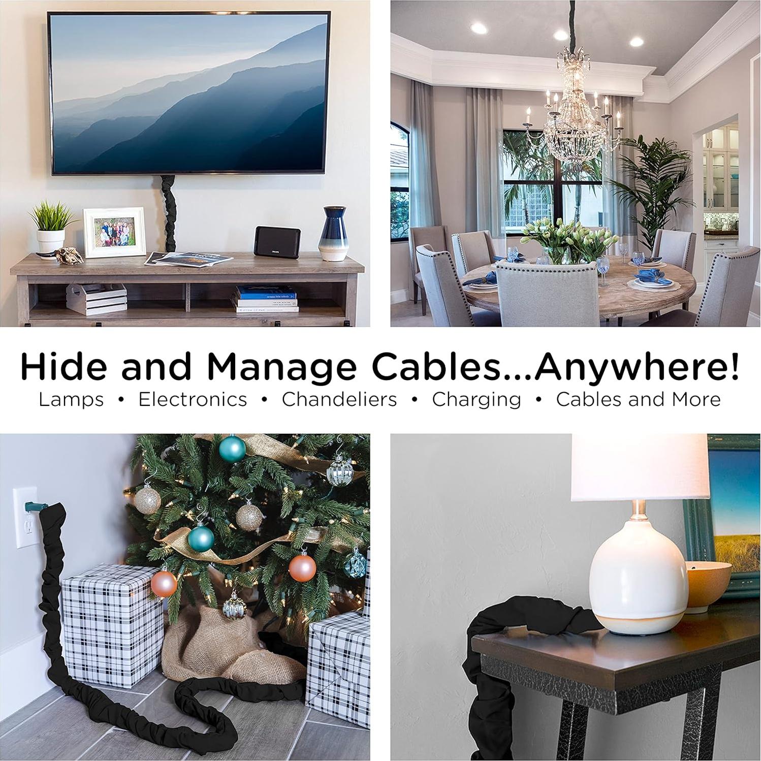 Cubierta de Cable de Tela Negra Cordinate 1.83 m para Lámparas