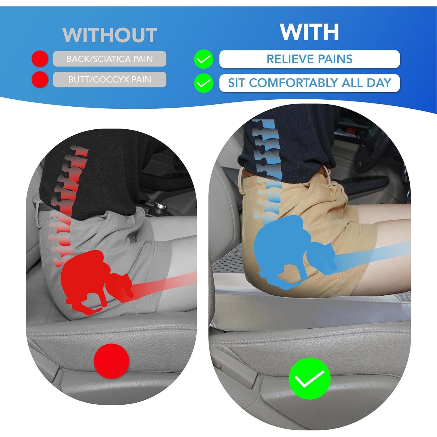 Cojín de Asiento para Coche Lofty Aim - Espuma Viscoelástica Gris