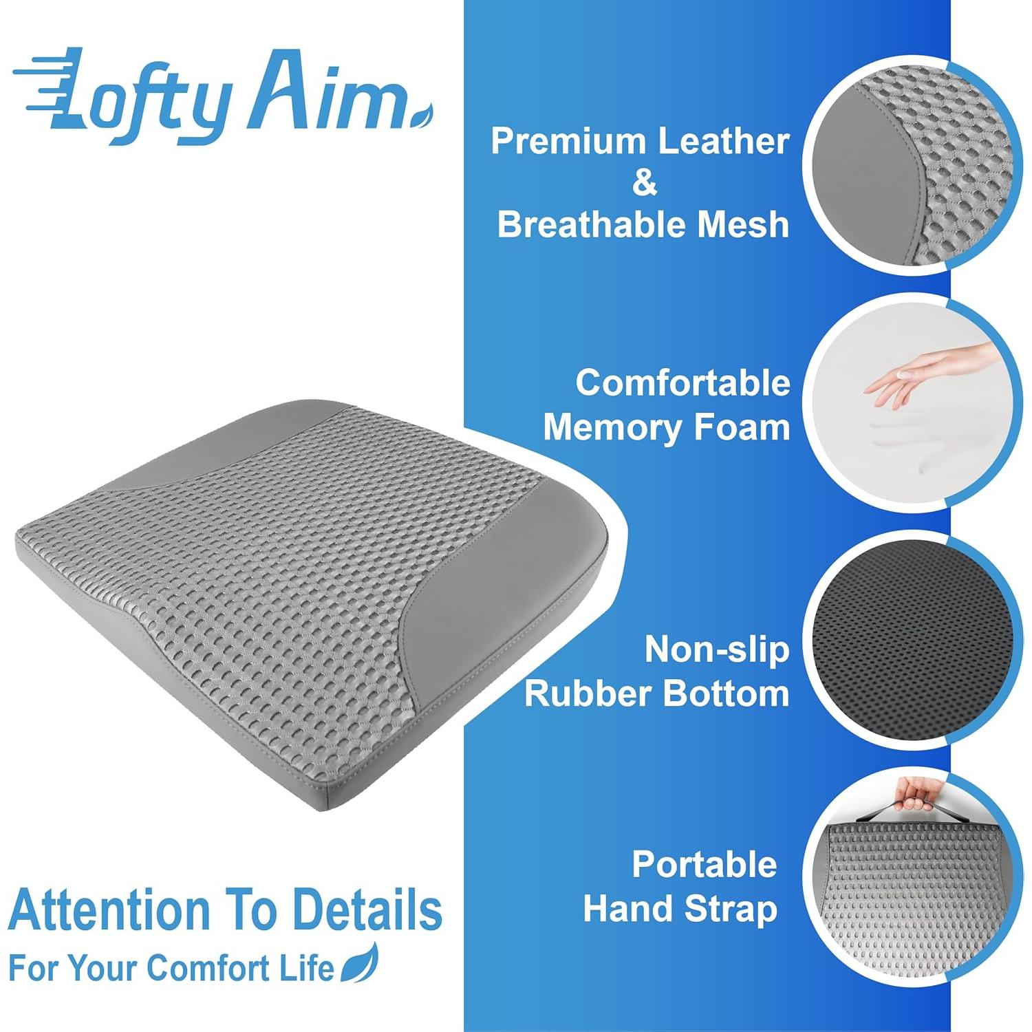 Cojín de Asiento para Coche Lofty Aim - Espuma Viscoelástica Gris