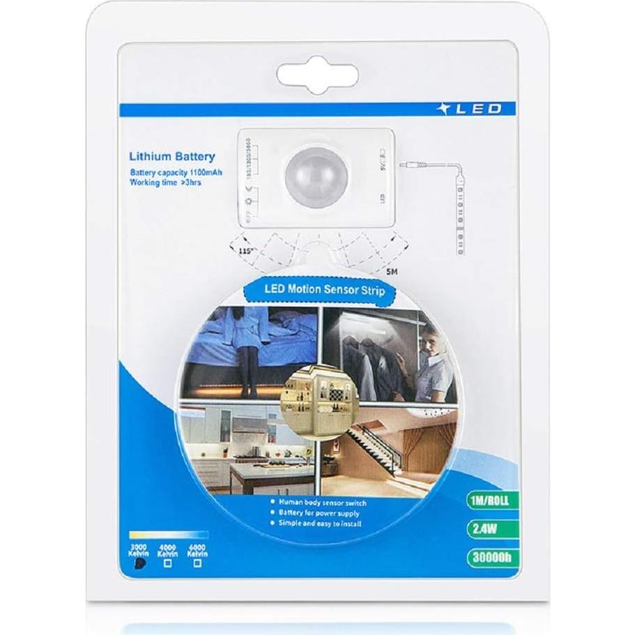 Luz de Armario LUXJET 1M LED Recargable con Sensor de Movimiento