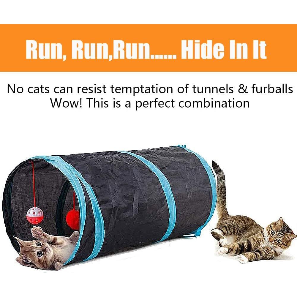 21 Piezas Juguetes para Gatos Interactivos - Túnel Plegable y Varita de Plumas