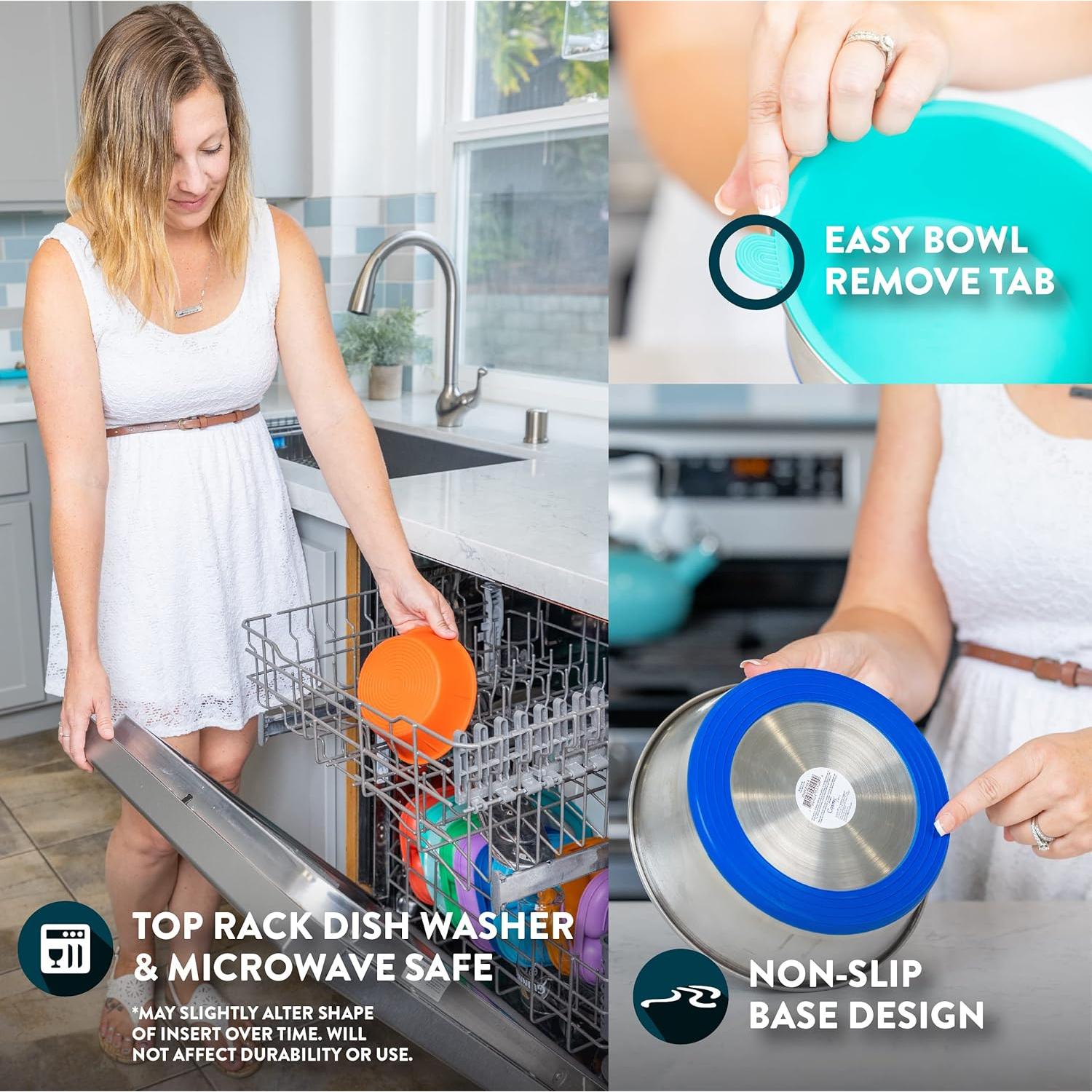 Tazón de Acero Inoxidable DuraPet 1.25 Tazas con Inserciones TPE