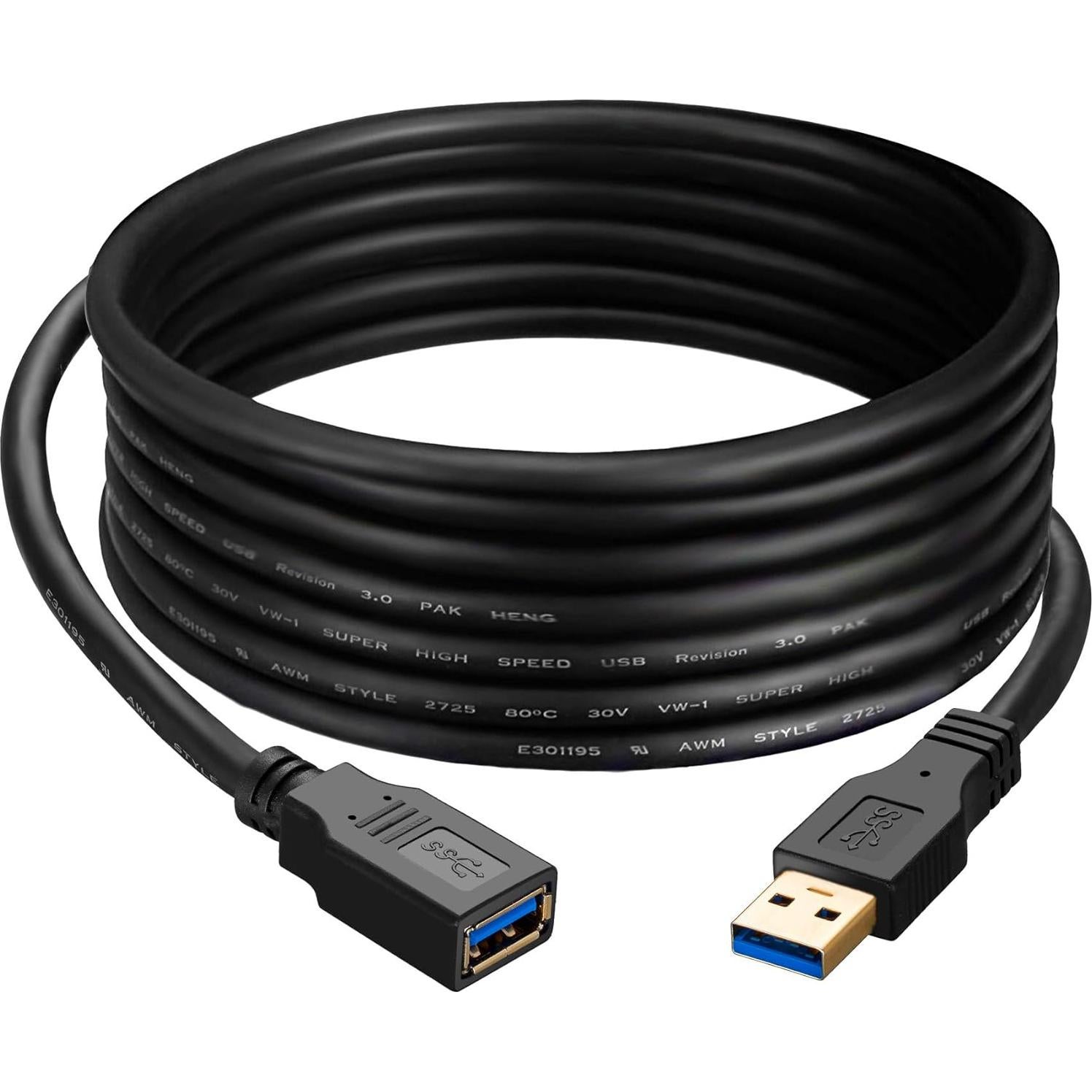 Cable de Extensión USB 3.0 Hftywy 0.5m Macho a Hembra Alta Velocidad