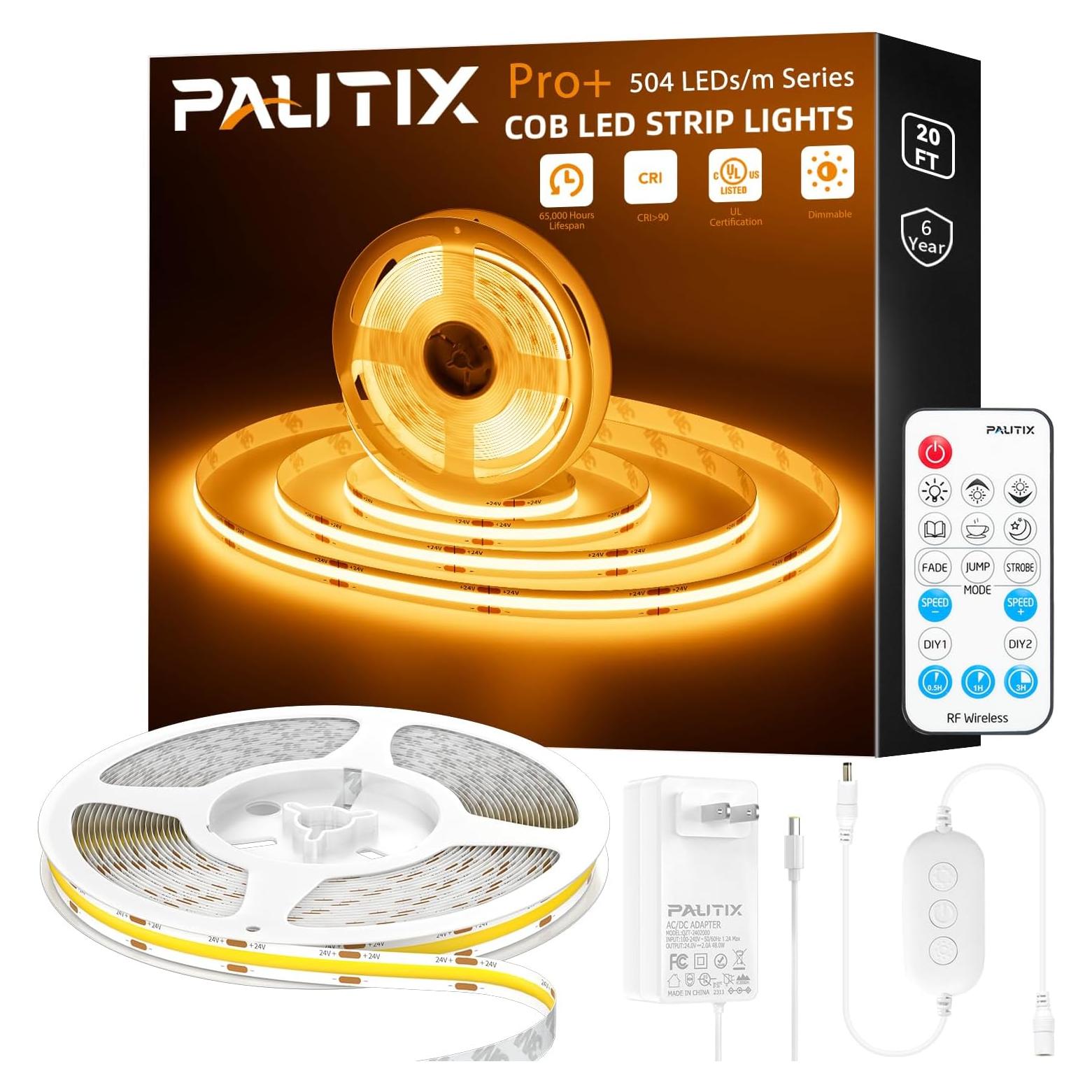 Tira LED COB PAUTIX 2000K 6.1m Regulable con Control Remoto