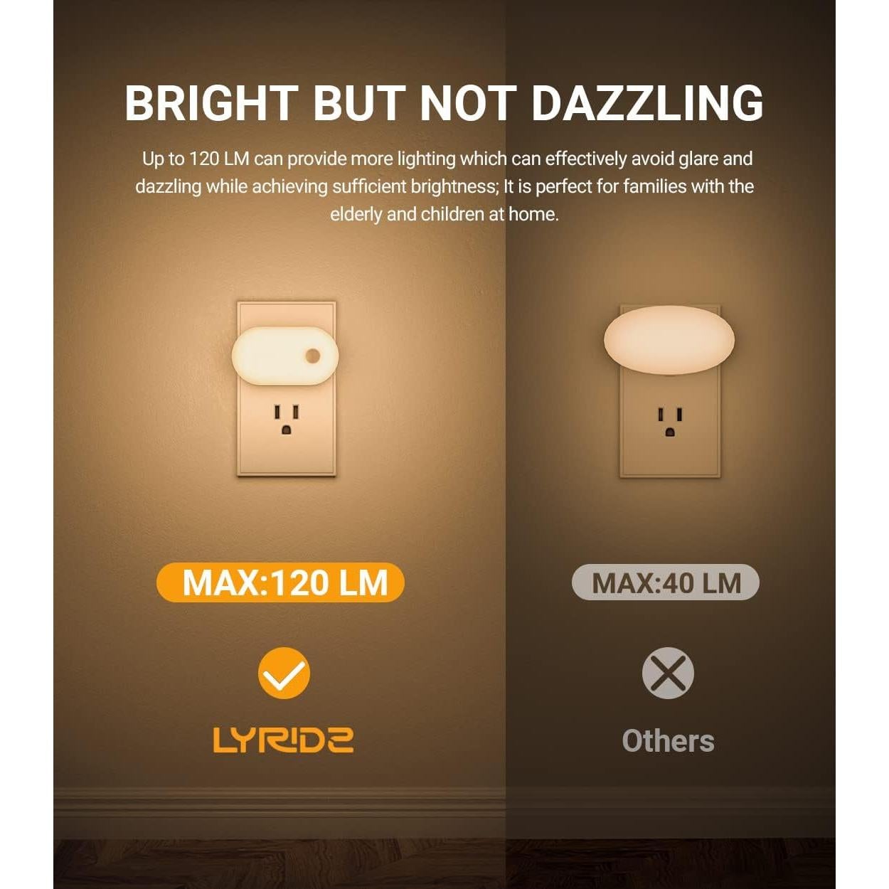 Luz Nocturna LED Lyridz con Sensor de Movimiento 1-120 LM - Paquete de 4