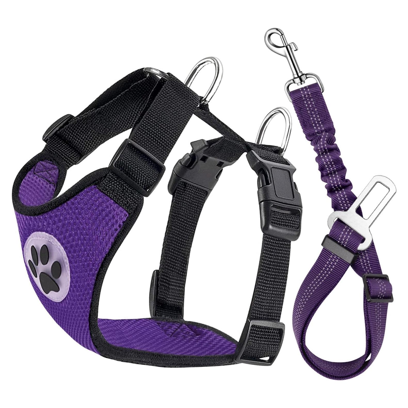 Arnés de Perro Lukovee Ajustable para Auto XXX-Pequeño Púrpura