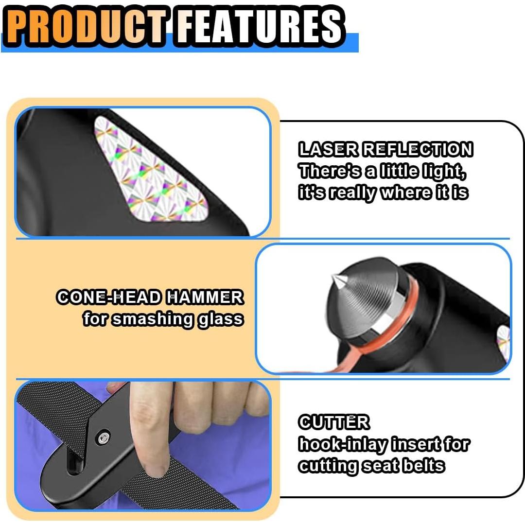 Martillo de Seguridad KITUREK 2pcs para Automóvil - Escape Emergencia