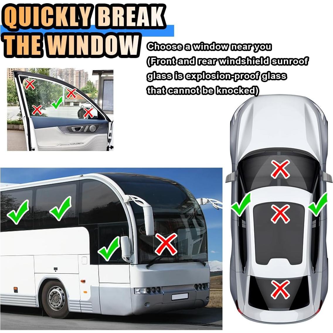 Martillo de Seguridad KITUREK 2pcs para Automóvil - Escape Emergencia