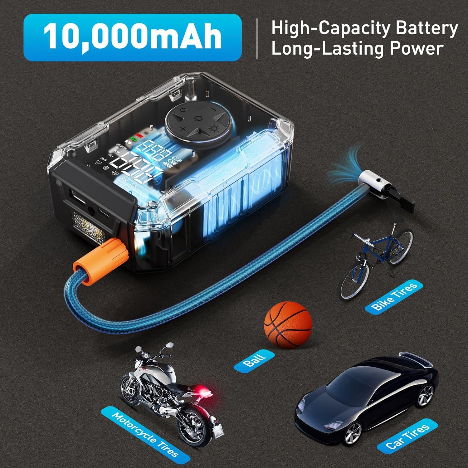 Compresor de Aire Portátil Evjeal - Inflador Neumáticos 12V