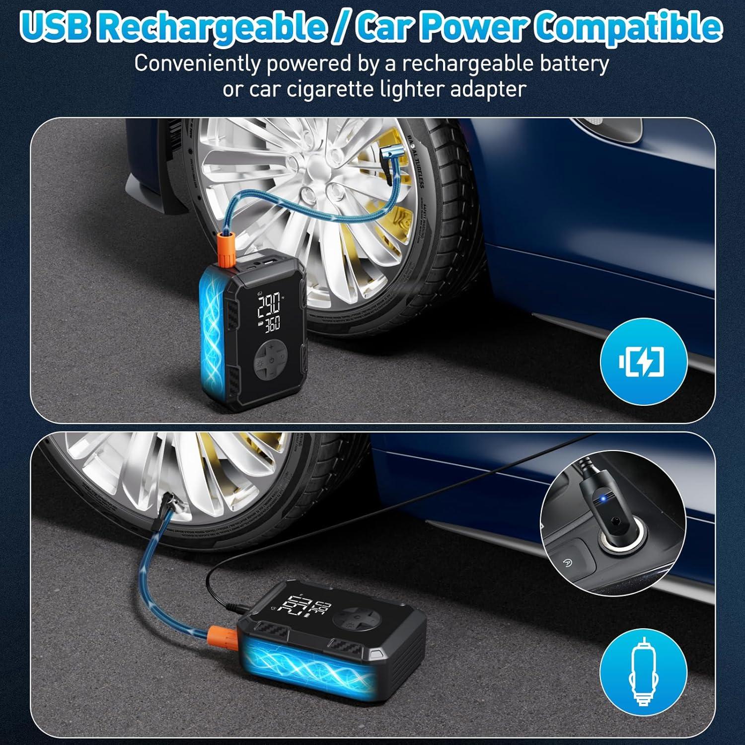 Compresor de Aire Portátil Evjeal - Inflador Neumáticos 12V