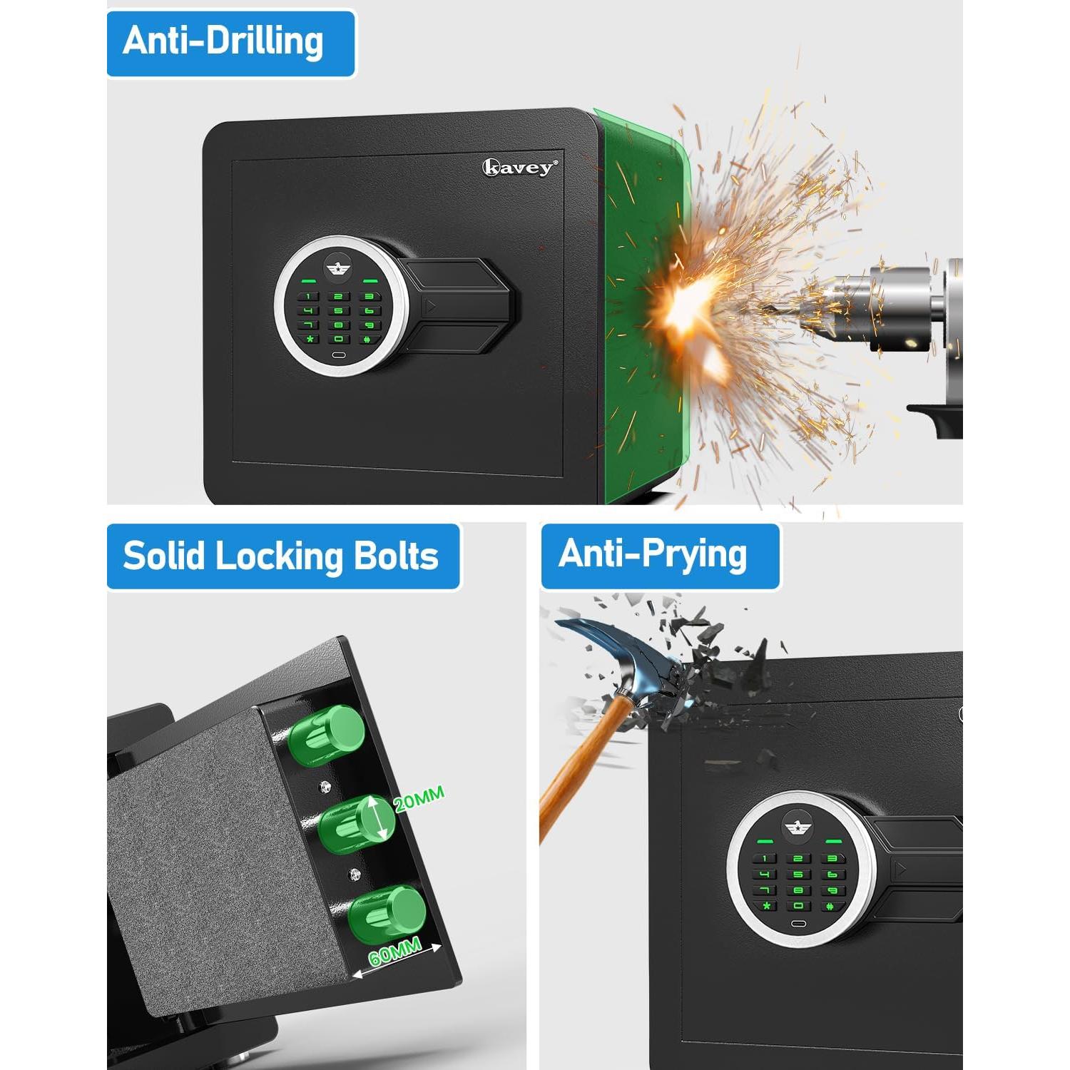 Caja Fuerte Kavey 1.2 Pies Cúbicos con Teclado Digital y Alarma