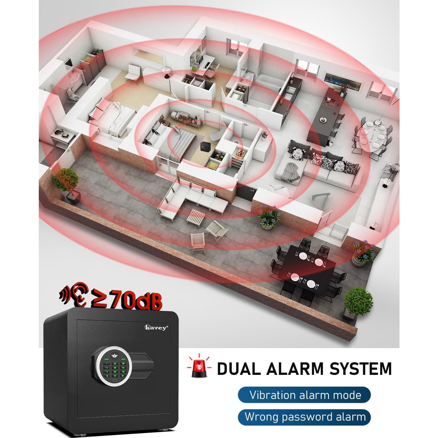 Caja Fuerte Kavey 1.2 Pies Cúbicos con Teclado Digital y Alarma