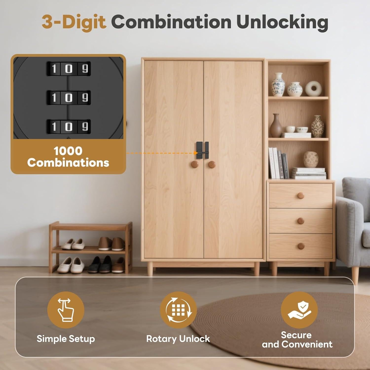 Cerradura de puerta de granero SecureLatch SEL-Code Lock02 negra