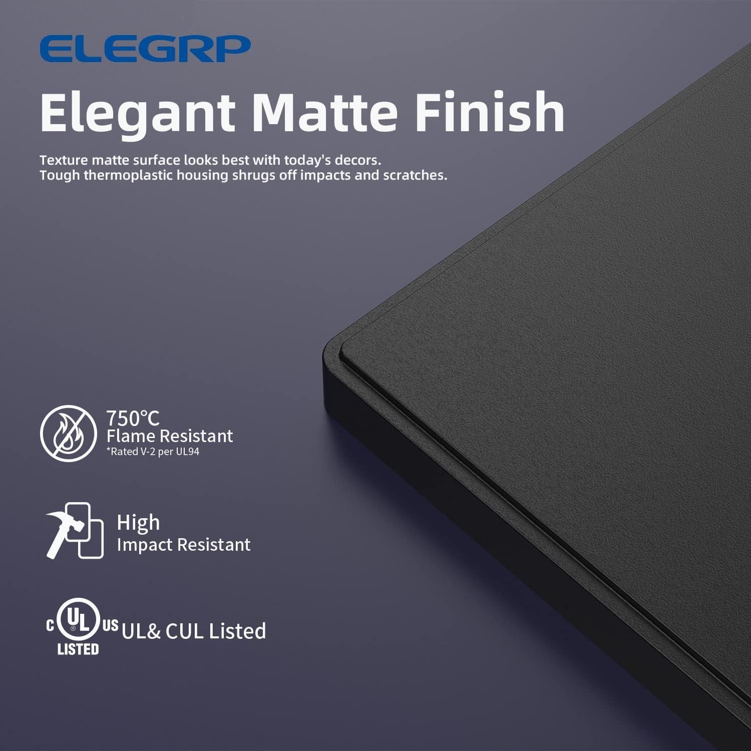 Placa de Pared Decorativa Sin Tornillos ELEGRP 2 Gang Negro Mate